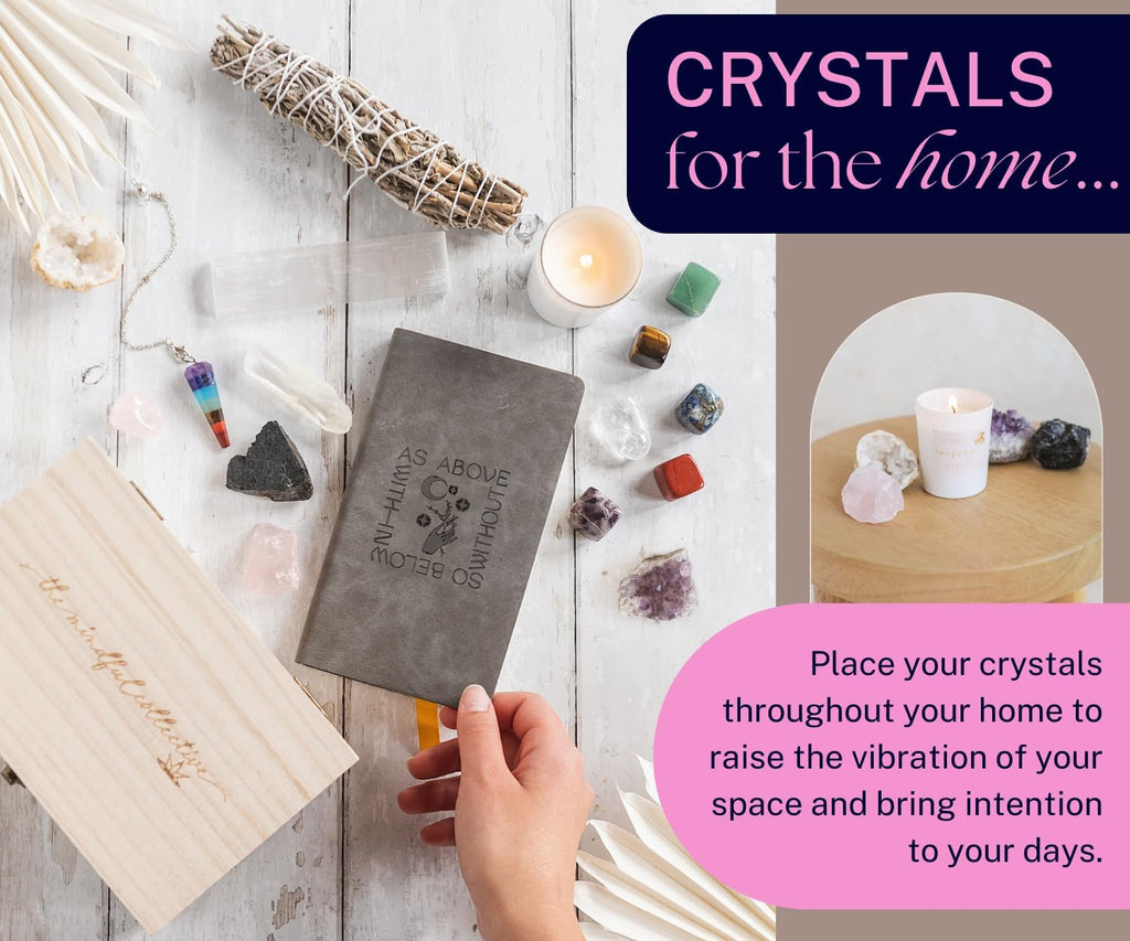 Real Crystals and Healing Stones - 17 PC Healing Crystals and Stones Set. Gemstones for Reiki, Meditation Accessories, Spiritual Gifts for Women. Chakra Witchcraft Kit